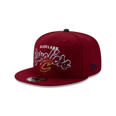 Red Cleveland Cavaliers Hat - New Era NBA Retro Script 9FIFTY Snapback Caps USA2895341